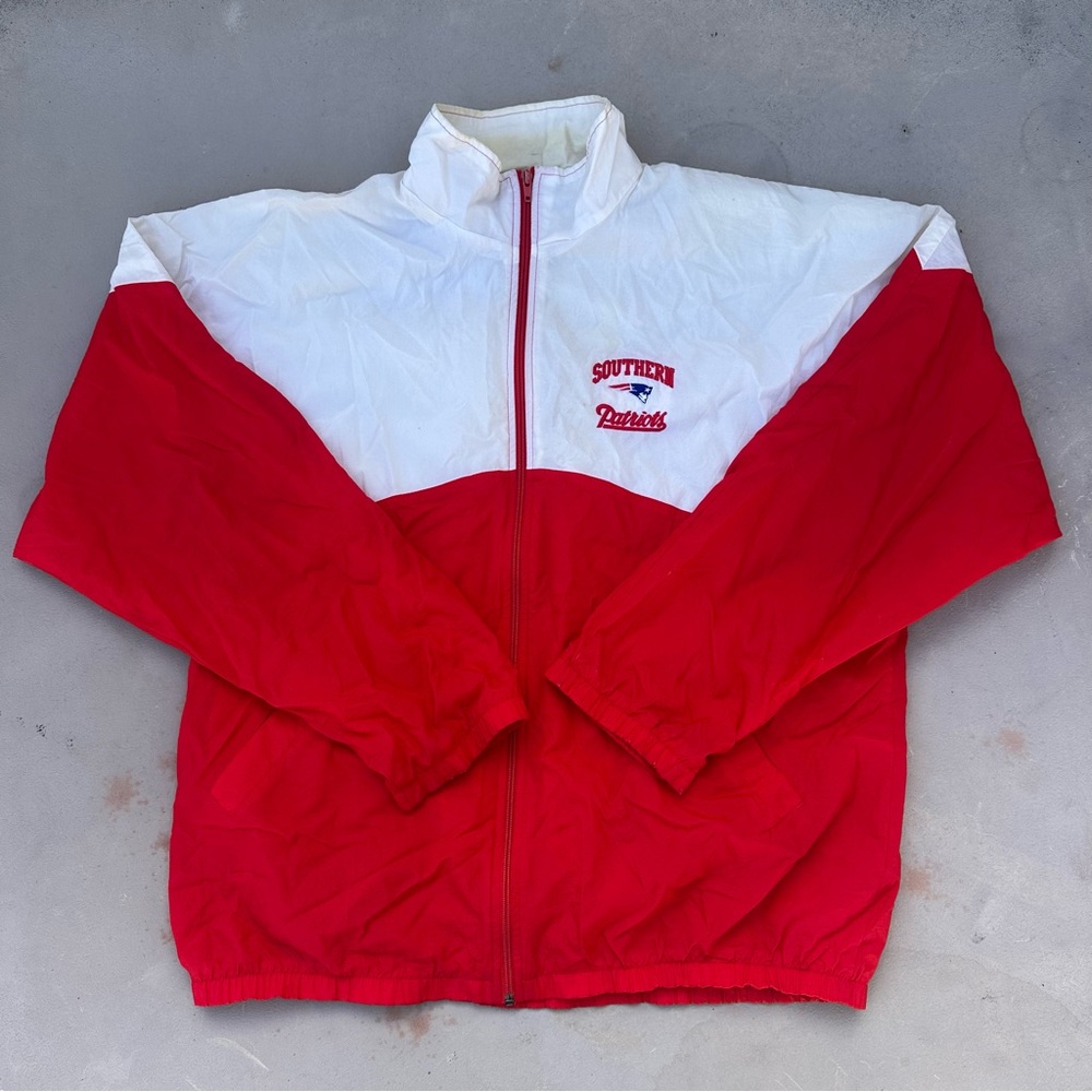 Vintage 90s Red and White Southern Patriots Windbreaker Jacket
